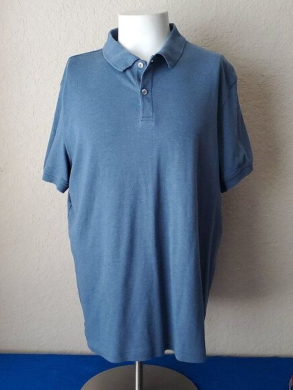 Club Room Polo Shirt Mens XXL Blue Short Sleeve Interlock Cotton Blend Casual